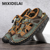 Summer Men's Sandals Outdoor Mesh Sandals Soft Clogs Slides Handmade Outdoor Slippers MartLion   