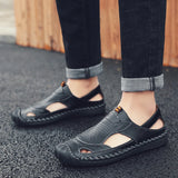 Men's Leather Summer Classic Roman Sandals Slipper Outdoor Sneaker Beach Rubber Flip Flops Water Trekking MartLion   