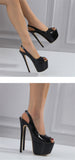 Liyke Black High Heels 16CM Women Shoes Cozy Patent Leather Peep Toe Platform Pmups Escarpins Femmes Talons Mart Lion   