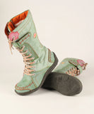Long Warm Leather Women's Boots In Winter With Solid Color Hand Stitching MartLion