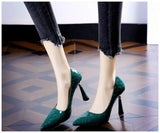Plaid Classic Casual High Heels Pattern Embossed Shoes In Autumn and Winter Pumps Women MartLion   
