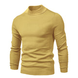 Winter Turtleneck Thick Men's Sweaters Casual Turtle Neck Solid Color Warm Slim Turtleneck Sweaters Pullover Mart Lion MD001-Yellow Size S 50-55kg 