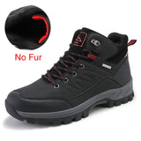 Winter Men's Snow Boots Warm Plush Waterproof Leather Ankle Boots Non-slip Men's Hiking Boots MartLion 02 Black 7 