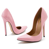 High Heels Shoes Women Pumps Large White Stiletto Heel Patent Leather Office Wedding Shoes Hey
