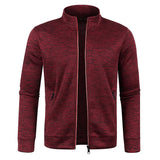 Autumn Winter Solid Color Long Sleeve Knitting Cardigan Men's Casual Loose Zipper Pockets All-match Outwear MartLion   