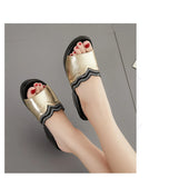 Women Slipper's  Ladies Summer Shoes High Heels Rhinestone Summer MartLion   