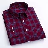 Cotton Plaid Casual Shirts Men's England Style Long Sleeve Turn Down Collar Breast Pocket Smart Dress MartLion   