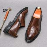 Zipper Elegant Men's Dress Shoes Formal Leather Wedding Footwear Sapato Social Masculino Mart Lion   