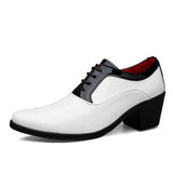 Classic Glitter Leather Men's Dress Shoes Red Mirror Luxury Men's Increasing-height Heel Footwear MartLion White 717 38 