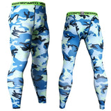 Men's Compression Leggings Sport Training Leggings Sportswear Tights Quick Dry Trousers Gym Pants Running Jogging Leggings MartLion Camo Blue M(50-60kg) 