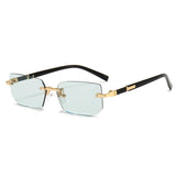 Rimless Sunglasses Rectangle Popular Women Men's Shades Small Square Summer Traveling MartLion Green Black 