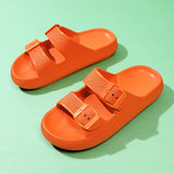 Women Slippers Adjustable Buckle Thick Platform Sandals Beach Shoes Bathroom Slipper Soft EVA Flat Sole Slides MartLion 37 Orange Slippers 