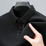 Men's Waffle Long Sleeved  t Shirt with  Lapel Casual Top MartLion   