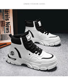 White Winter Work Short Boots for Men British  Motorcycle Boots Outdoor Sports Casual Shoes