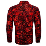 Luxury Shirts Men's Long Sleeve Silk Green Flower Slim Fit Tops Casual Button Down Collar Bloues Breathable Barry Wang MartLion   