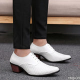 Men's White Formal High Heels Oxfords Soft Mocassin Homme Chaussure Height Increase Dress Driving Boat Shoes Gommino MartLion   