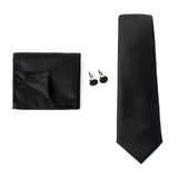 Solid Colors Ties Handkerchief Cufflink Set Men's 7.5cm Slim Necktie Set Party Wedding Accessoreis Gifts MartLion THC-53F  