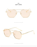 Retro Double Bridges Peach Pilot Sunglasses Women Men's Designer Luxury Metal Frame Eyewear MartLion   