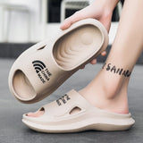 Breathable Beach Slippers Men's Bathroom Slippers Outdoor Non-slip Slides Leisure Sneakers Soft Casual Shoes Mart Lion 5-Beige 6.5 