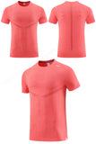 Print Gym Shirts Running Casual Outdoor Jogging Breathable Workout Short Sleeves Nylon Quick Dry Training MartLion   