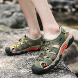 Genuine Leather Closed Toe Sandals Men's Beach Shoes Summer Outdoor Upstream MartLion   