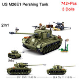 Military ww2 Cannon Assault Armored Vehicle Battle Tank Car Truck Army Weapon Building Blocks Sets  Model King Kids Toys Gift Mart Lion No Box 3 Dolls 3  