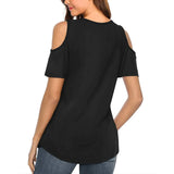 Summer Women's Tops Casual V-neck Solid Color Strapless Loose Short Sleeve T-shirt Tops MartLion   