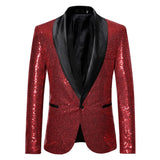 Gold Shiny Men's Jackets Sequins Stylish Dj Club Graduation Solid Suit Stage Party Wedding Outwear Clothes blazers MartLion Wine S CHINA