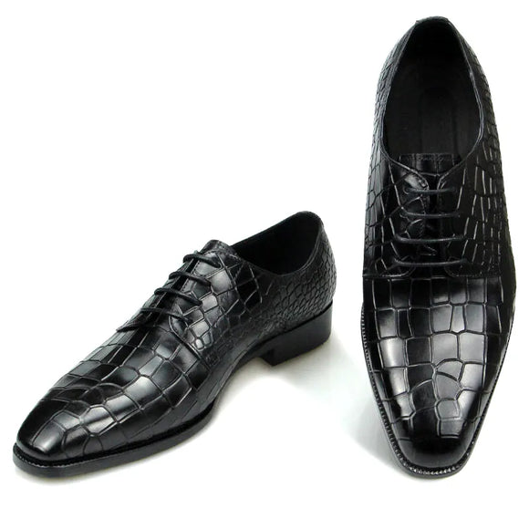  Alligator Printing Leather Shoes Genuine Leather Men's Dress Formal Oxfords Luxury Lace Up Zapatos De Hombre MartLion - Mart Lion