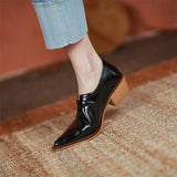 Spring Women Shoes Pumps Pointed Toe Chunky Heel All-match Casual Shoes Retro Med Heel MartLion   