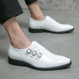 Men's White Dress Shoes Gentleman Casual Pointed Toe Oxfords Lace-Up Party Buckle Office Oxford Mart Lion White 38 