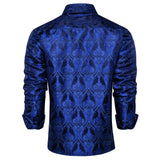 Luxury Silk Designer Men's Shirt Long Sleeve Social Button Down Collar Dress Blouse Prom Party Clothing MartLion   
