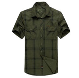 Short Shirt Casual Style Obesity Men's Summer Pure Cotton Plaid Loose Short Sleeve Shirts Man MartLion   