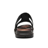 Men's Casual Leather Slippers Slides Slip on Sandals Summer Shoes Beach Outside Breathable Khaki Black MartLion   