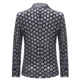 Men's Luxurious Sequin Plaid Suit Jacket Gold Silver Singer Host Stage Party Loose Dress Coats blazers MartLion   