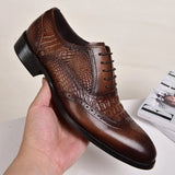 Men's Formal Shoes Crocodiles Pattern Faux Leather Dress Brogues Brand Designer Party Wedding Casual Loafers MartLion   