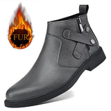 White Formal Chelsea Mens Boots Round Toe Low Heel Ankle Boots Side Zipper Leather Cowboy Boots