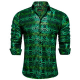 Luxury Men's Long Sleeve Shirts Red Green Blue Paisley Wedding Prom Party Casual Social Shirts Blouse Slim Fit Men's Clothing MartLion CYC-2029 S 