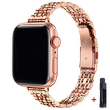Stainless Steel Strap For Apple Watch Ultra 2 Band 49mm 42mm 44mm Metal Bracelet iWatch Series 9 8 7 6 SE 5 4 3 Women 45mm 41mm MartLion Rose Gold-Tool 38 40 41mm CHINA