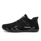 Waterproof Leather Ankle Boots Men's Waterproof Sneakers lace Up Leather Casual Casual Motorcycle Shoes MartLion Black 39 