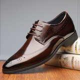Elegant Brogue Shoes Men's Lace Up Point Toe Oxfords Formal Style Leather Wedding Party Social Office Mart Lion   