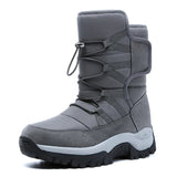 Winter Men's Boots Warm Plush Long  Waterproof Outdoor Sneakers High Top Non-slip Snow Hombre Fur Leisure Shoes MartLion GRAY 7 