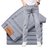 Summer Thin Men's Elastic Cotton Jeans Gray Straight Casual Pants Trousers MartLion   