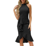 Y2k Elegant Printed Knee-Length Summer Dress Women Round Collar Sleeveless Frocks For Girls MartLion   