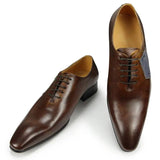 Luxury Men's Wedding Leather Shoes Design Formal Black Coffee Oxfords Genuine Leather Pointed Toe Lace-up MartLion   