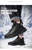 Black Leather Shoes Men's Height Increasing Winter Sneakers Plus Fur Warm Outdoor Cotton Casual Shoes MartLion   