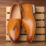 Men's Casual Leather Shoes Tassels Party Wedding Loafers Slip-on Outdoor Flats Mart Lion Light Brown 38  (US 6) China