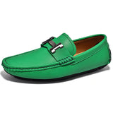 Men's Penny Loafers Genuine Leather Moccasin Driving Shoes Casual Slip On Flats Boat Mart Lion Green 6.5 China