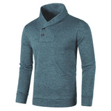  Half Turtleneck Men's Sweaters Button Neck Solid Color Warm Slim Thick Sweatshirts Winter Pullover MartLion - Mart Lion