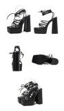 Liyke Thick Bottom Platform Chunky High Heels Sandals Women Summer Open Toe Lace-Up Dress Shoes MartLion   